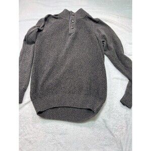 Weatherproof Vintage Men's 1/4 Button Cable Knit Sweater Gray/brown XL 100 Cotto
